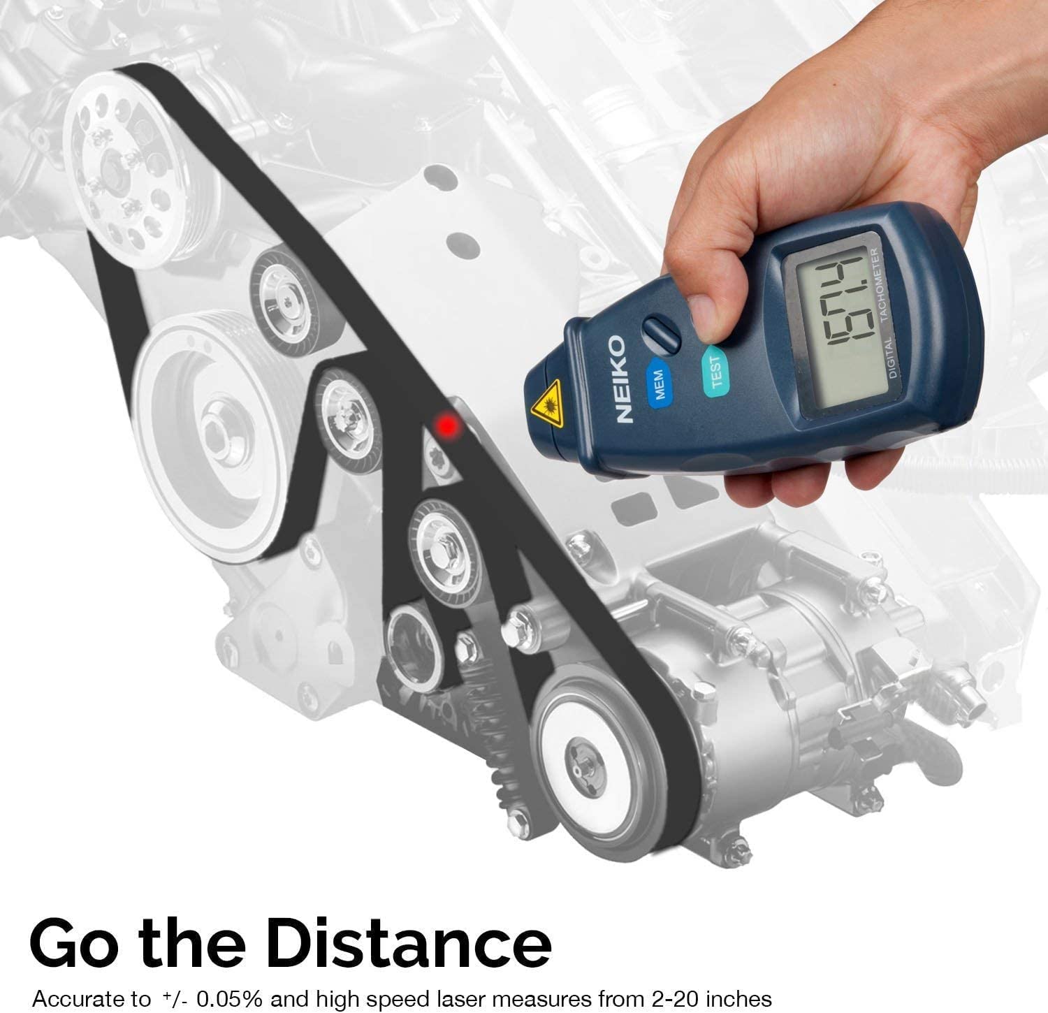 Digital Tachometer — Noncontact Laser, 2.5–99,999 RPM