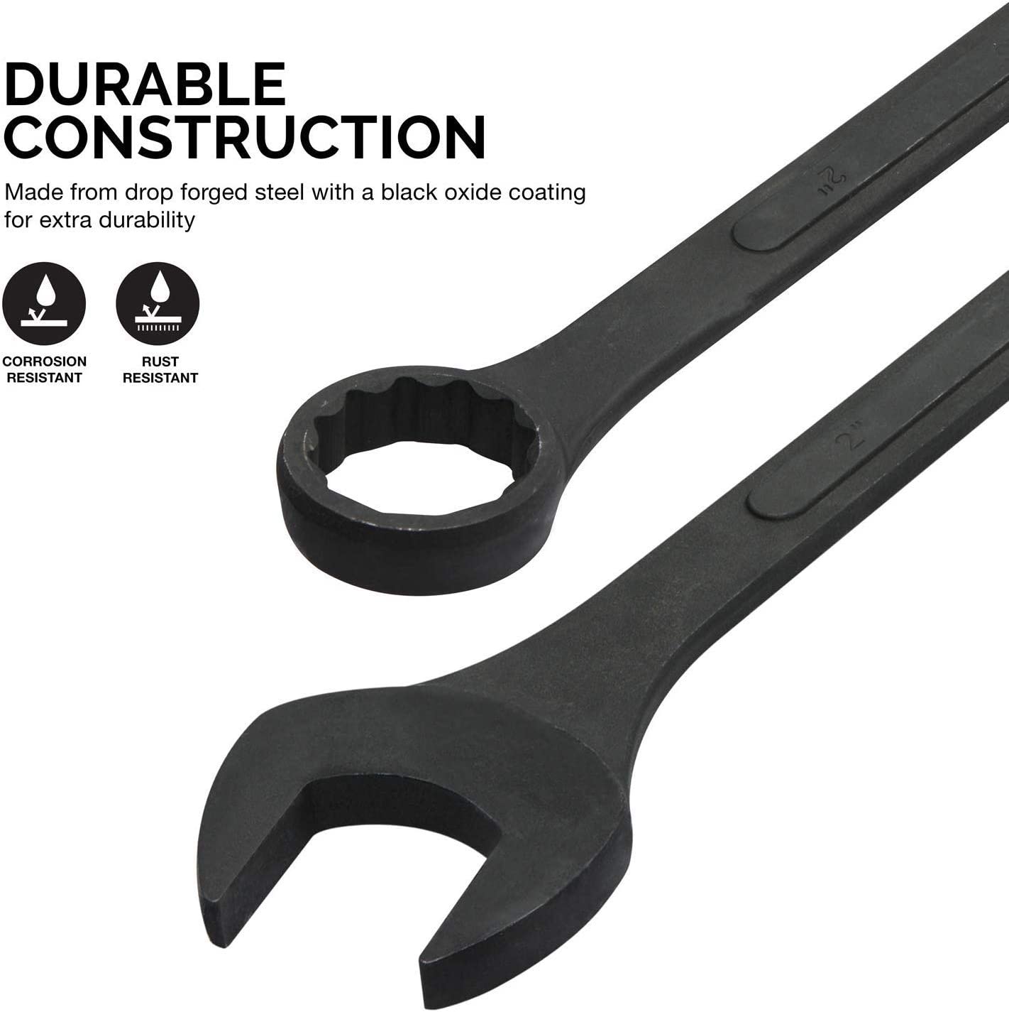 Heavy-Duty SAE Combination Wrench Set — 12-Point, Carbon Steel, Black Oxide (6-Piece)