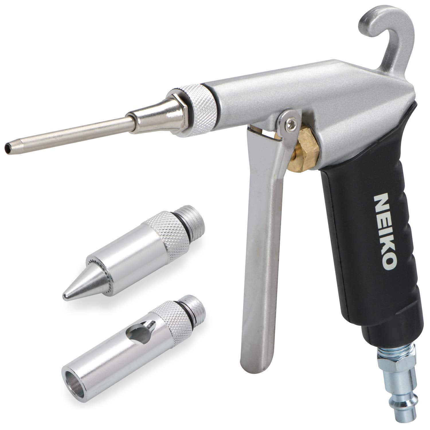 High Flow Air Blow Gun Pneumatic Air Nozzle, Dust Gun, Air Gun Compressor Accessories, ¼” (3-Piece)