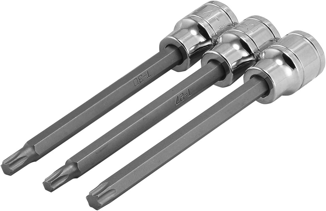 3/8" Drive Extra-Long Torx Star Bit Socket Set — T10–T40, 4-3/8" Length, S2 & CrV (7-Piece)