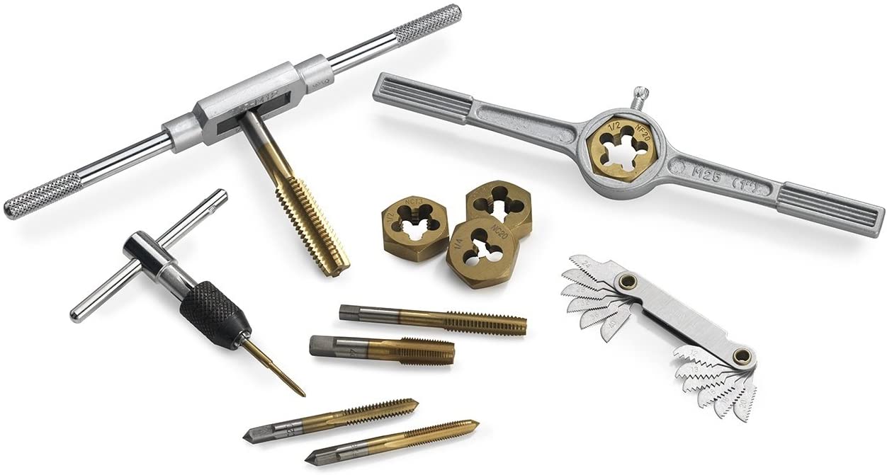 NEIKO 00911A SAE Tap and Die Set, Titanium-Coated Alloy Steel Taps and Dies, Large Threading-Tool Kit with Storage Case, 40-Piece Set