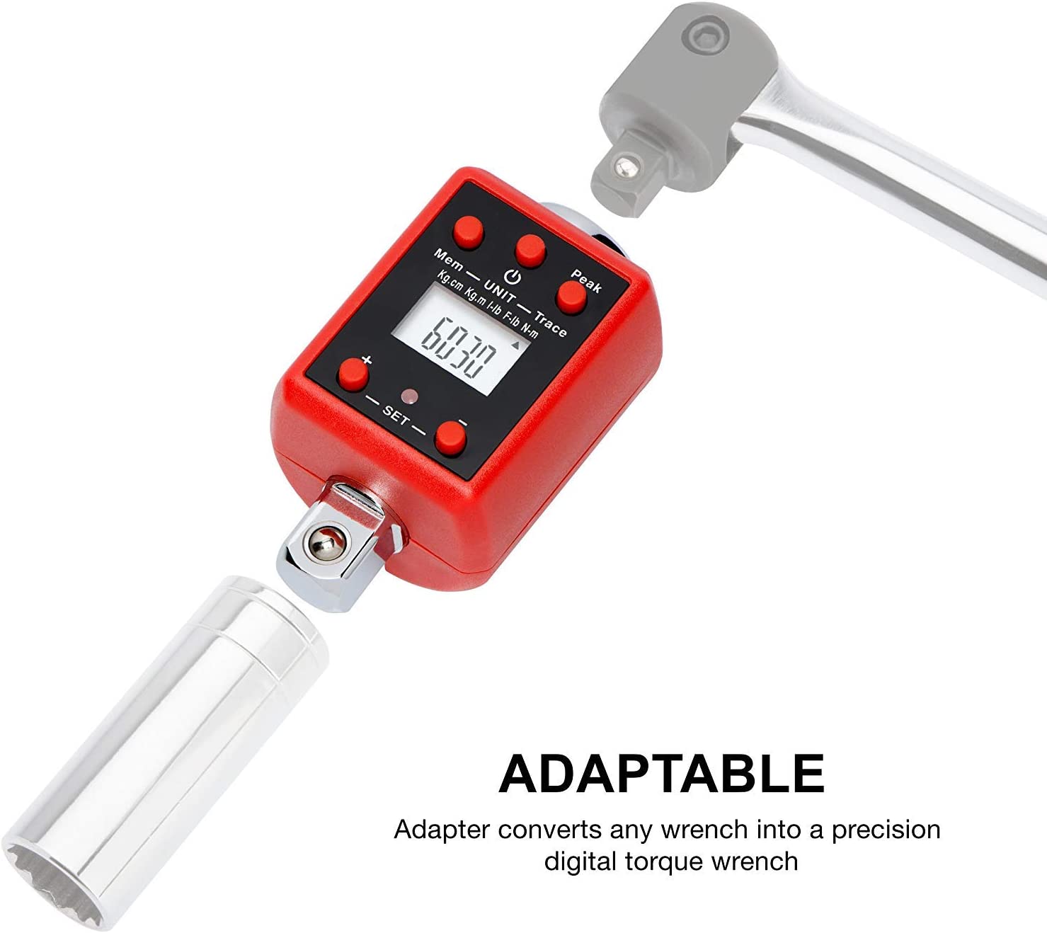 1/2" Digital Torque Adapter — 29.5–147.5 Ft-Lb, ±2% Accuracy