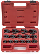 NEIKO 03324A Crowfoot Wrench Set 1/2" and 3/8” Drive, 15 Piece, Metric Crows Foot Wrench Sizes 8mm-24mm, Chrome-Moly Flare Nut Wrench Set