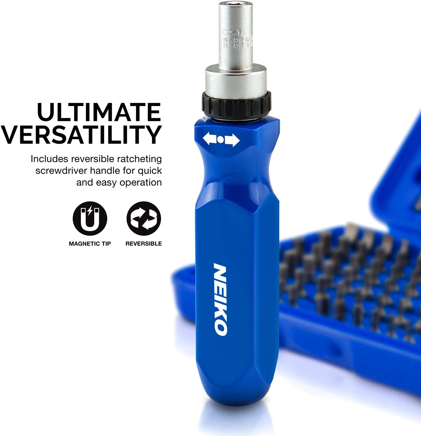 Security Bit Set & Ratcheting Screwdriver — CrV Steel, 15+ Bit Types (101-Piece)