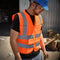 Neiko 53945A High-Visibility Safety Vest with Reflective Strips for Emergency, Construction, and Safety Use, Neon Orange, Large