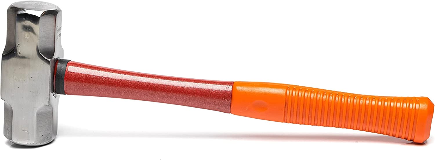 Fiberglass Sledge Hammer 3.3 Pound Heavy-Duty Forged Steel Rubber Grip Handle Mirror Polished Head