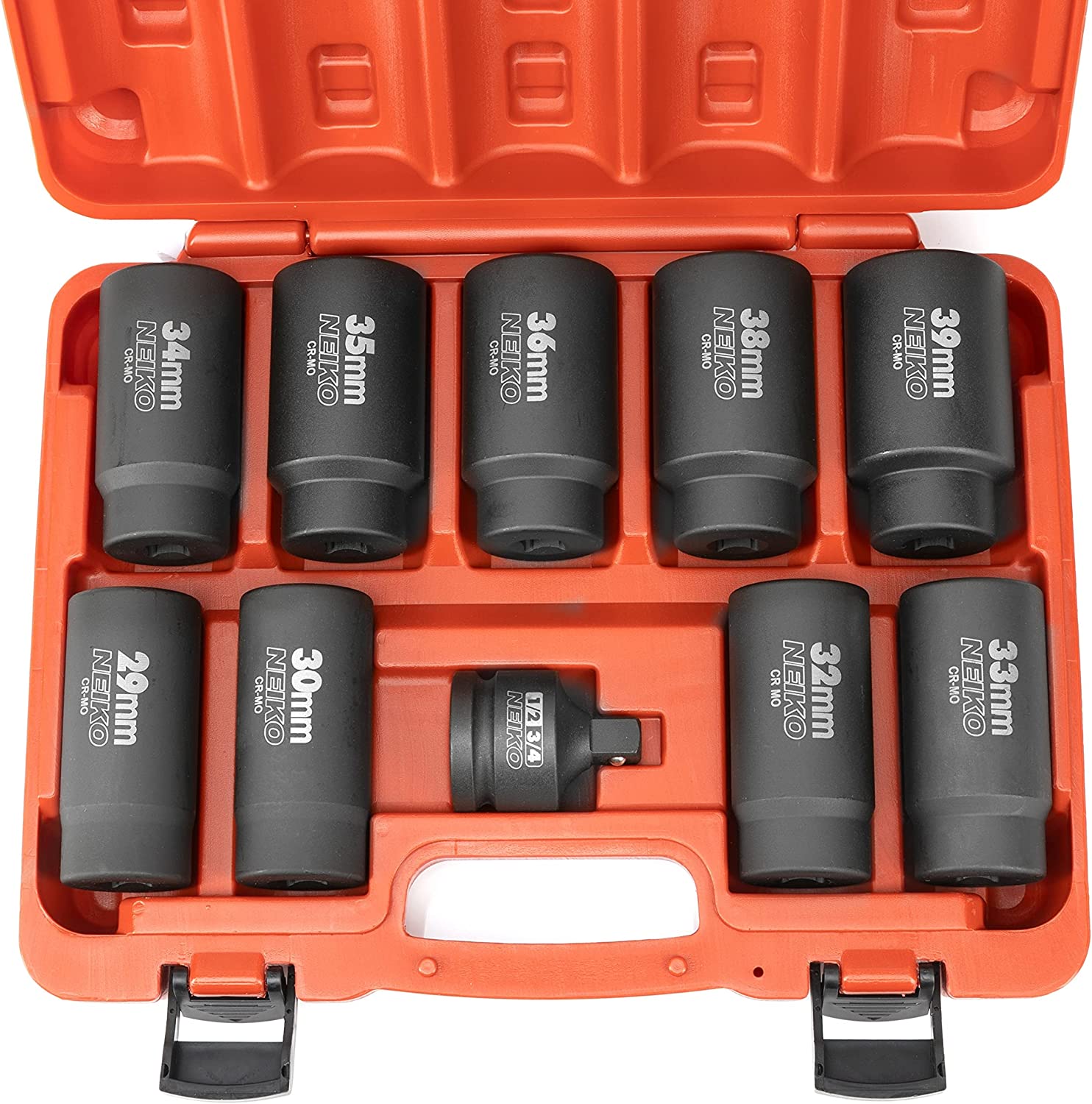 12 Point Socket Set 1/2” Drive, Lug Nut Remover, Spindle Nut Socket, Axle Nut Socket Set (10-Piece)