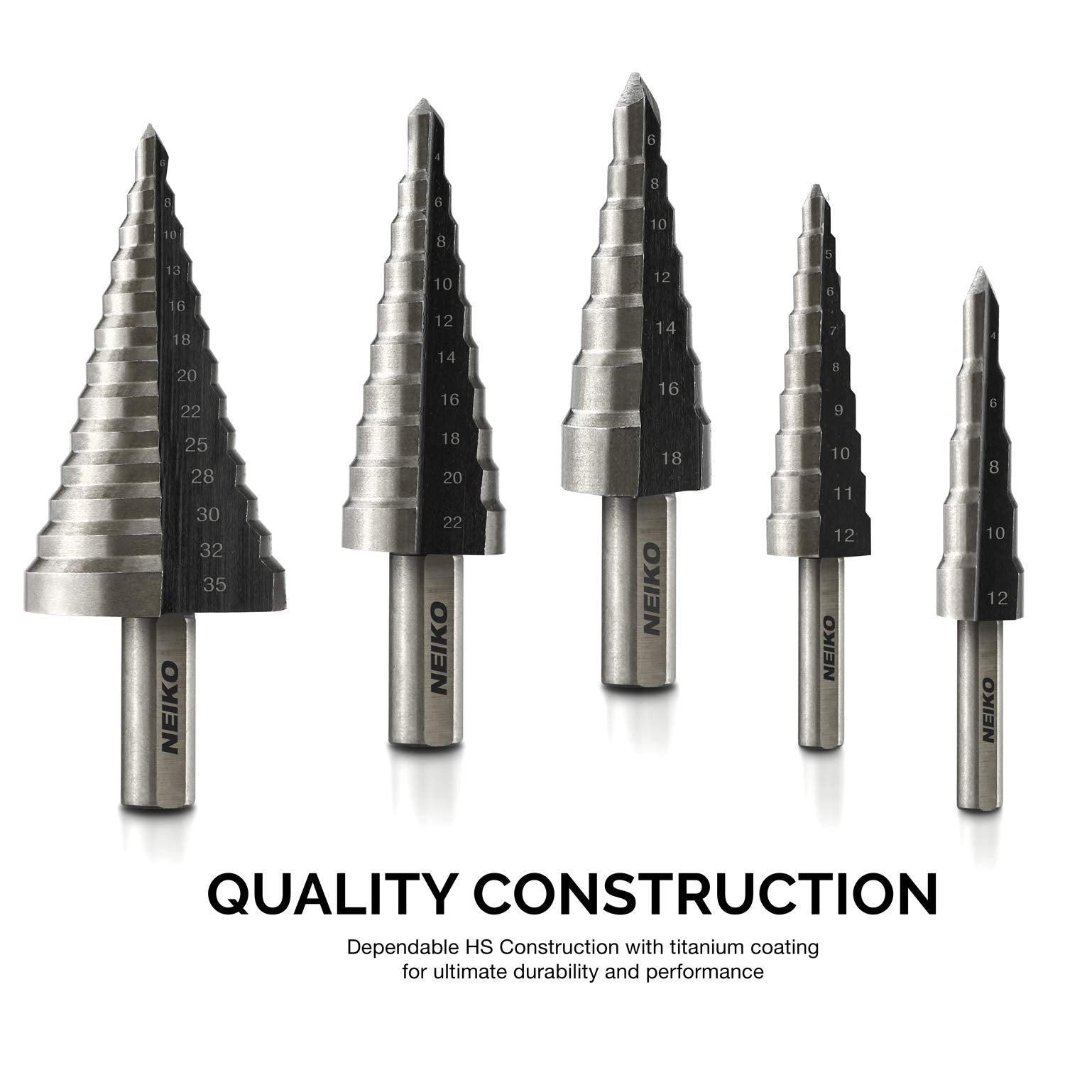 Metric Titanium Step Drill Bit Set — HSS, 4–35 mm (5-Piece)
