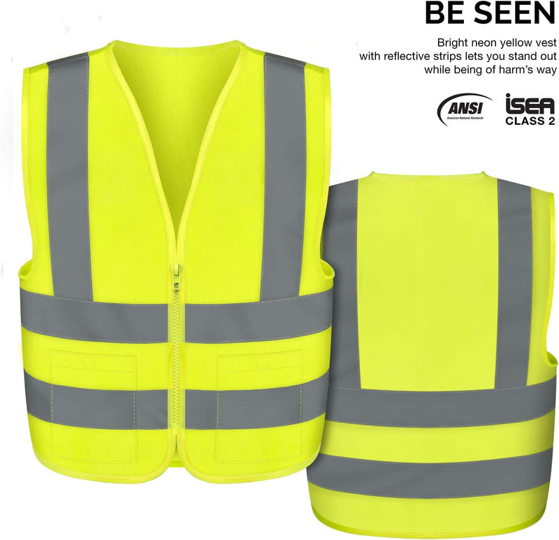 NEIKO 53965A High Visibility Safety Vest with 2 Pockets, ANSI/ISEA Standard, Color Neon, 3XL, Yellow