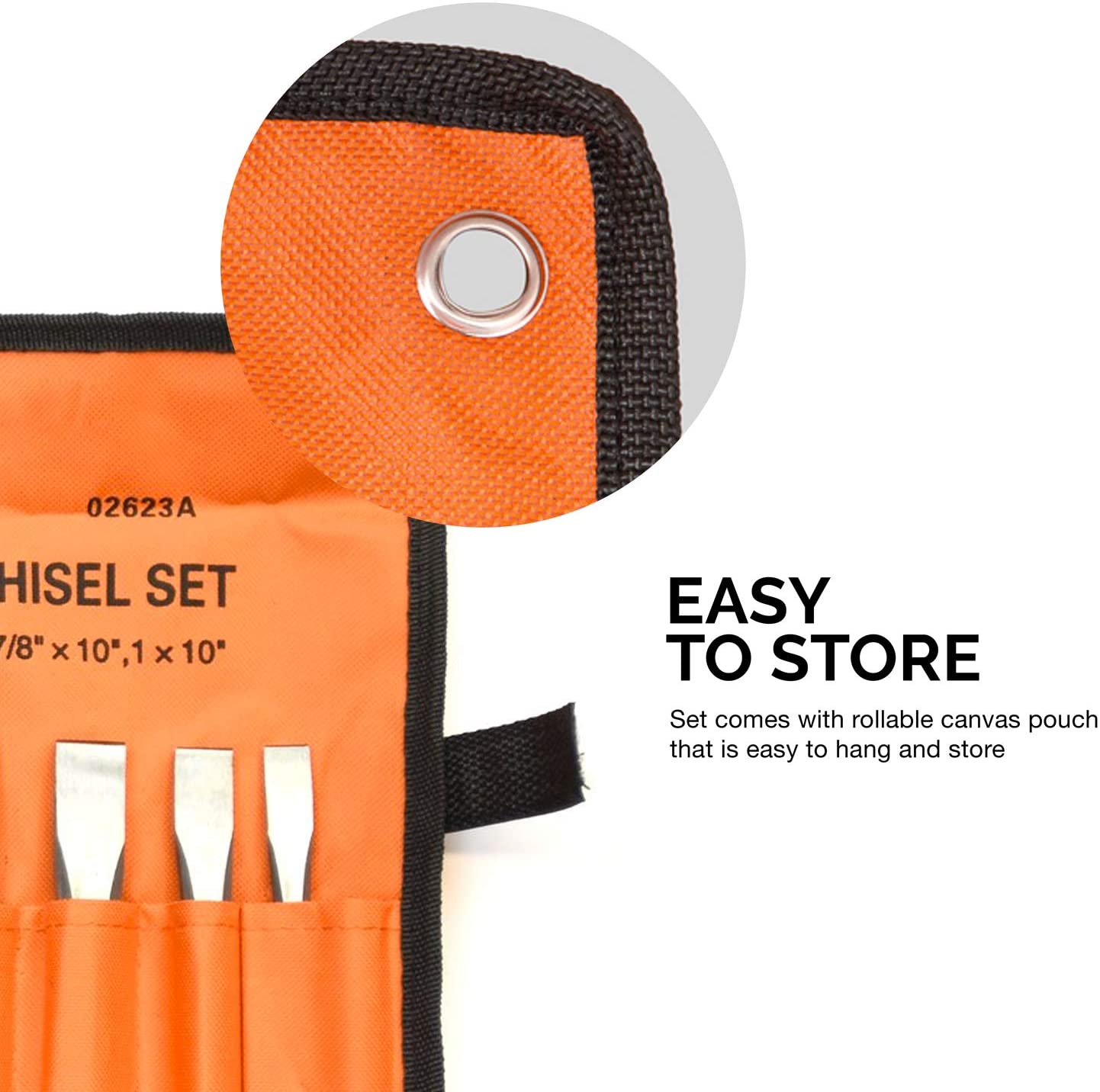 Cold Chisel & Punch Set — CrV Steel, Hex-Shaped, Canvas Pouch (12-Piece)