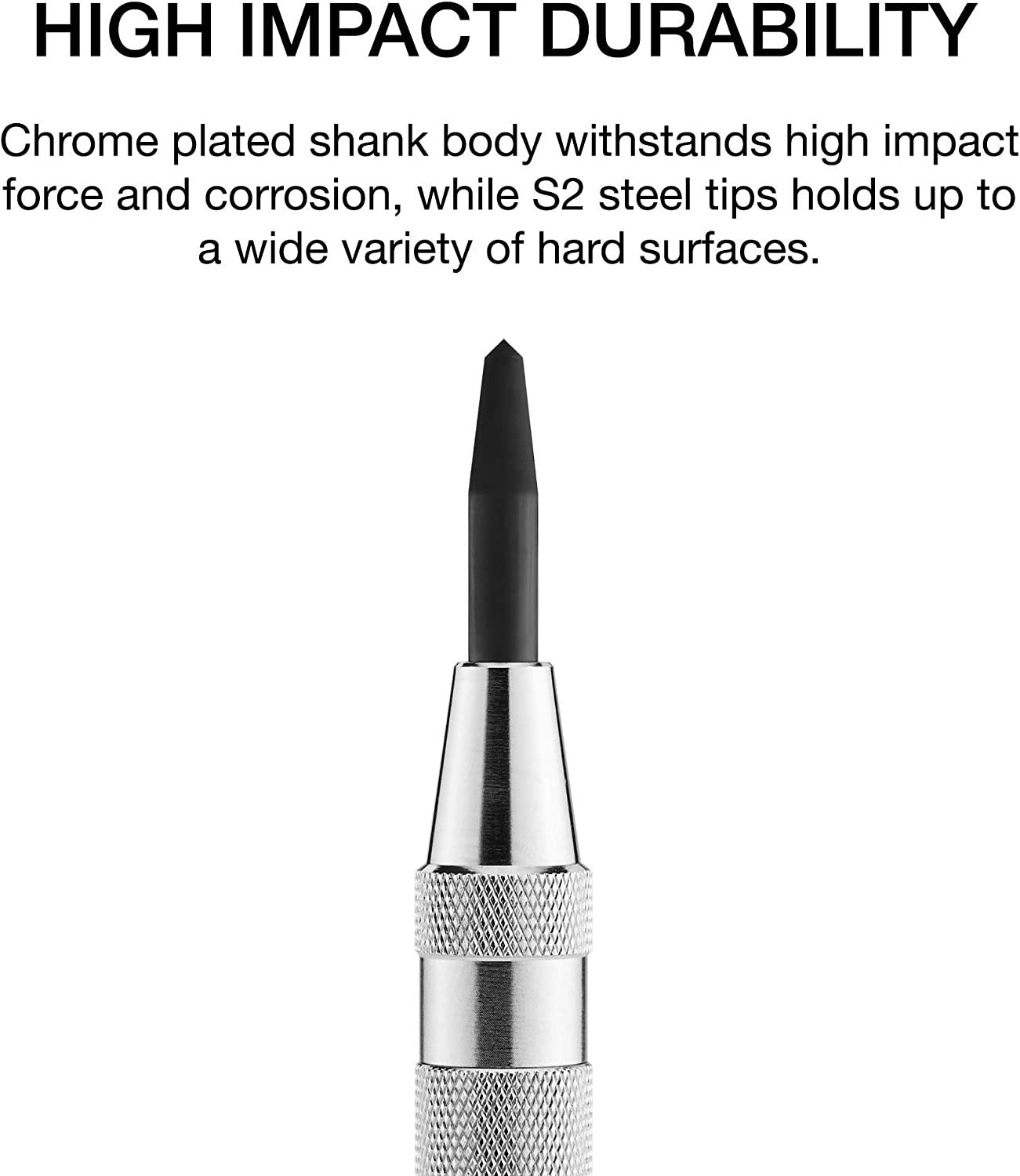 6" Automatic Center Punch — Adjustable Spring, Chrome-Plated CrV, S2 Tip