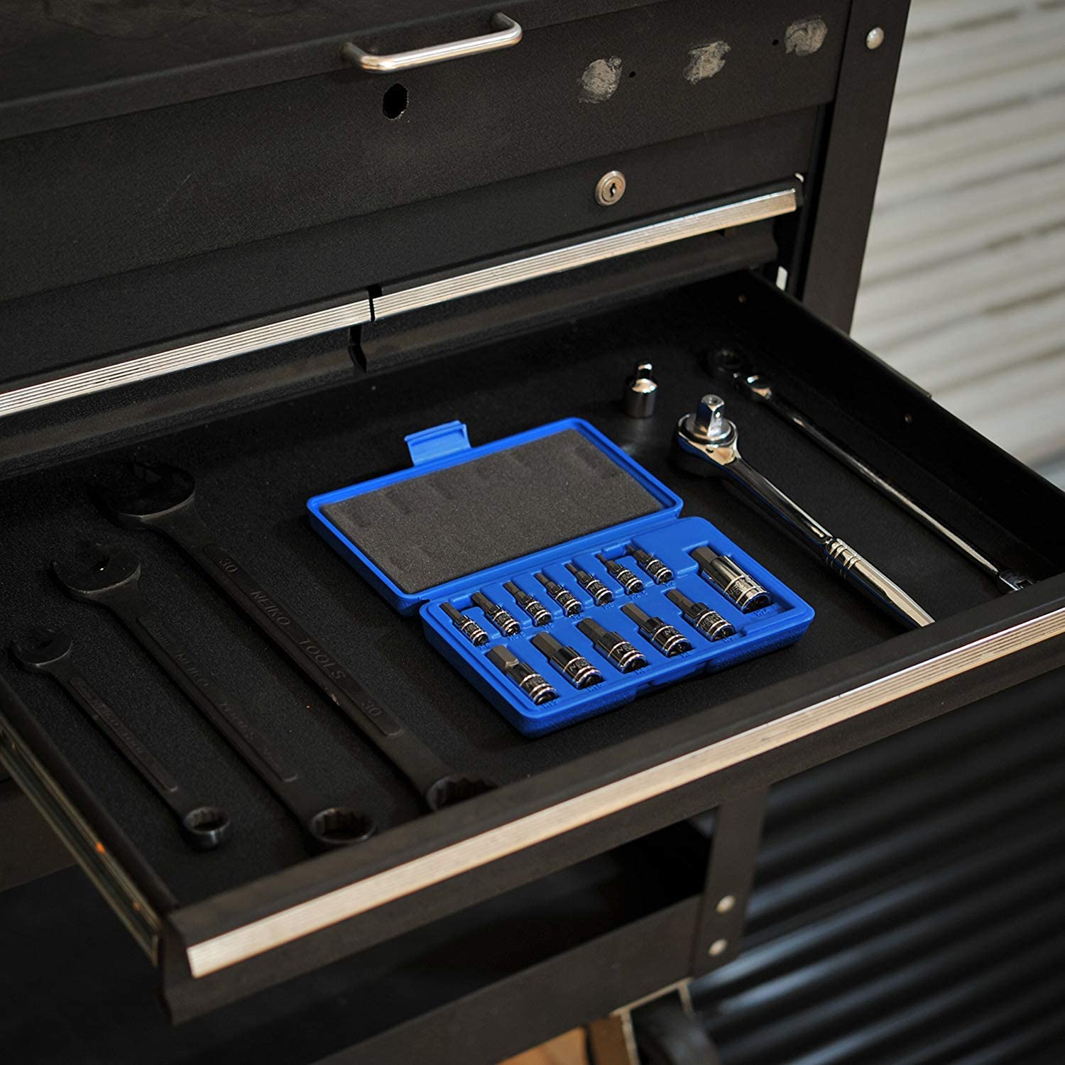 Metric Hex Bit Socket Set S2 & Cr-V Steel, 1/4", 3/8" & 1/2" Drive, 2mm to 14mm (13-Piece)