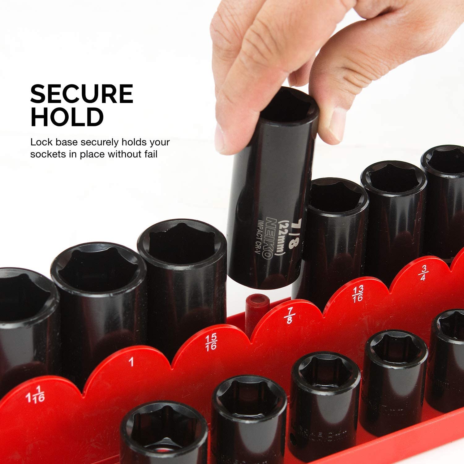 Socket Set Tray Organizer Case with Double Rows 1/4", 3/8", & 1/2" Drive (3-Piece)