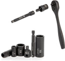 NEIKO 02437A 1/4" Drive Impact Socket Set | 54 Piece MM & SAE | 3/16” – 9/16” & 4 – 15 | Deep & Shallow | CrV Steel | 1/4 Ratchet, Reducer, Extensions, Universal Joint, & Hex Shank Adapter