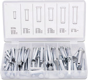 Clevis Pin Assortment Kit — Zinc-Plated Steel, 3 Hole Sizes (60-Piece)