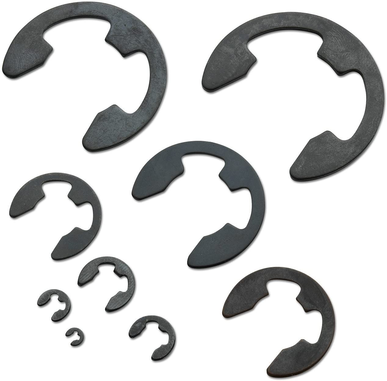 E-Clip Assortment Set, 300 PCS, 9 SAE Sizes, Heat Treated External Retaining Clips