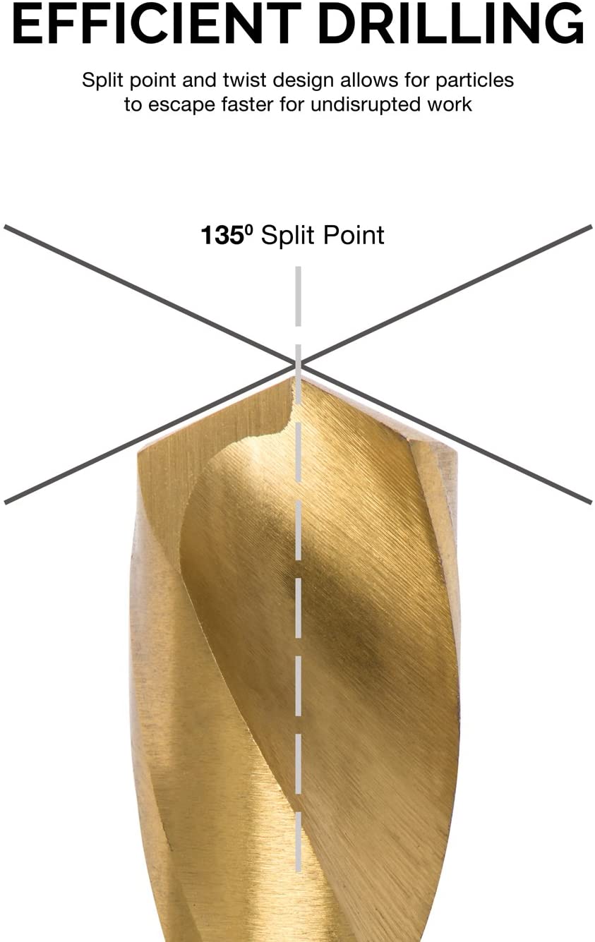 Left-Hand Drill-Bit Set, High-Speed Steel Drills with Titanium Nitride Coating (15-Piece)