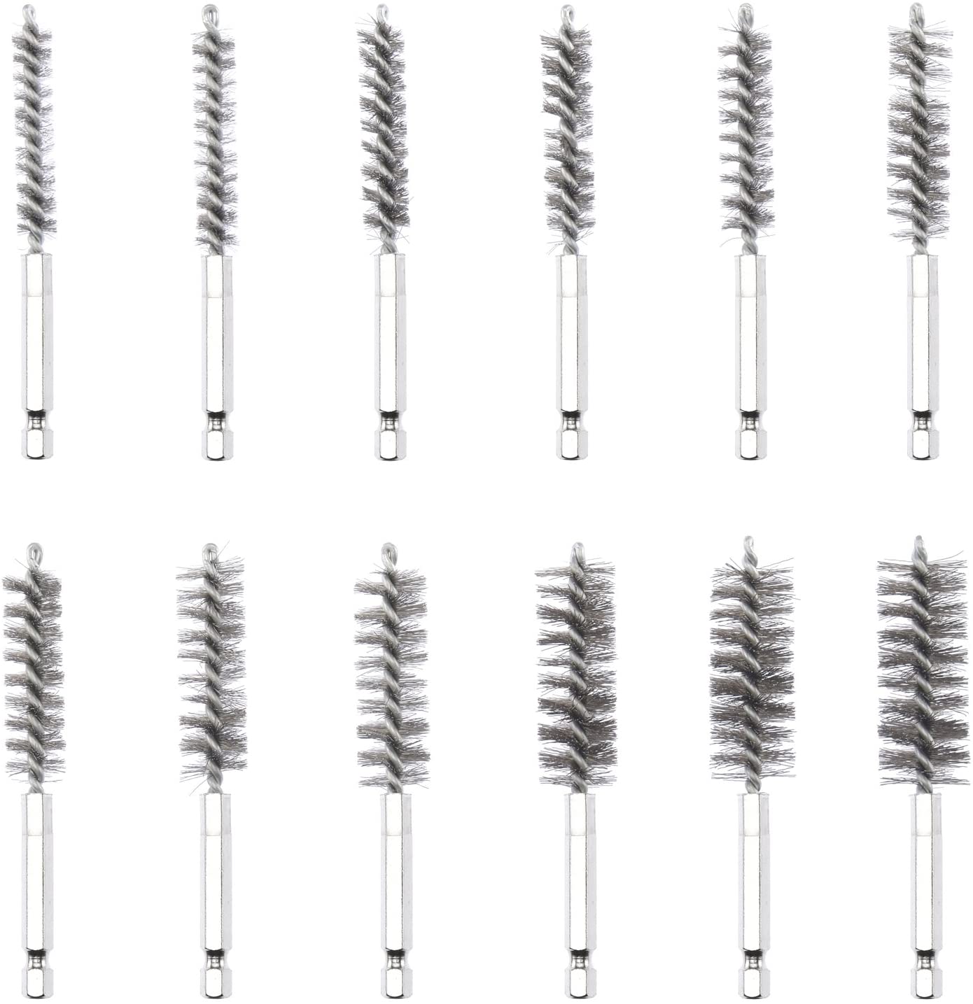 Wire Brush Drill Attachments with 1/4" Hex Shank, SAE & MM Brushes Assortment (38-Piece)