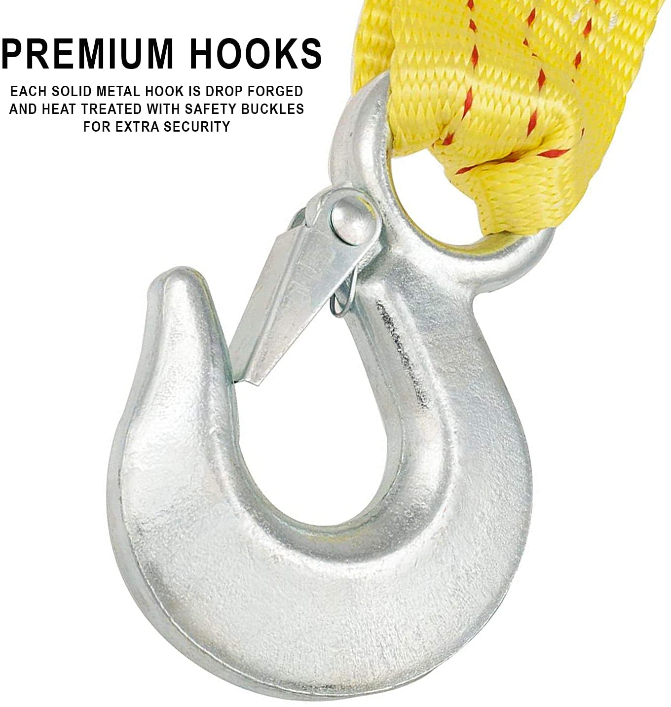 Heavy-Duty Tow Strap with Hooks — 2" × 20', 10,000-Lb Capacity, Polyester
