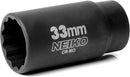 NEIKO 02524A 33mm Socket | 1/2” Drive Deep Impact Socket | Spindle & Axle Nut Socket | 12 Point |Chrome Molybdenum Cr-Mo |Deep Well Hub | Triple Square | Axle Shaft Nut Remover