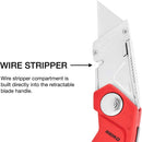 NEIKO 00678A 4-in-1 Folding Utility Knife | Box Cutter & Wire Stripper Tool | Hex Bit Holder | Utility Blade & Bit Storage Compartments | Blade Quick Release | Safety Lock | Belt Clip