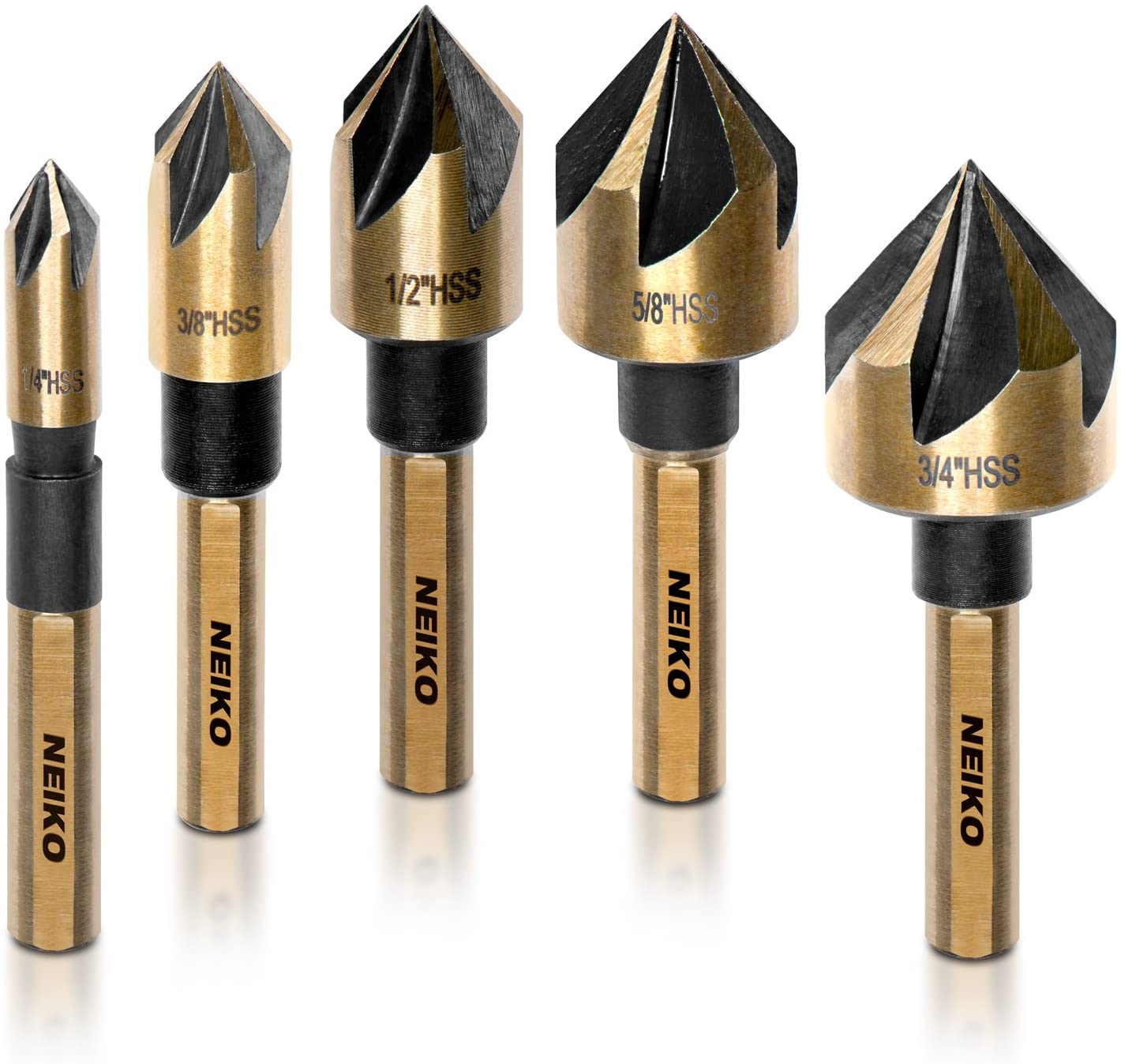 NEIKO 10218A Countersink Drill Bit Set for Wood and Metal, 1