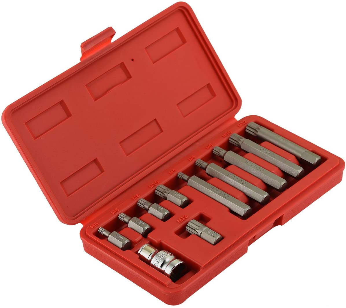 XZN Triple Square Spline Bit Socket Set Long & Short, 12 Point, CrV Steel (11-Piece)