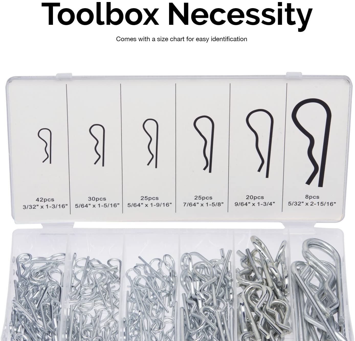 Cotter Pin Assortment Kit Zinc Plated Steel Clips (150-Piece)