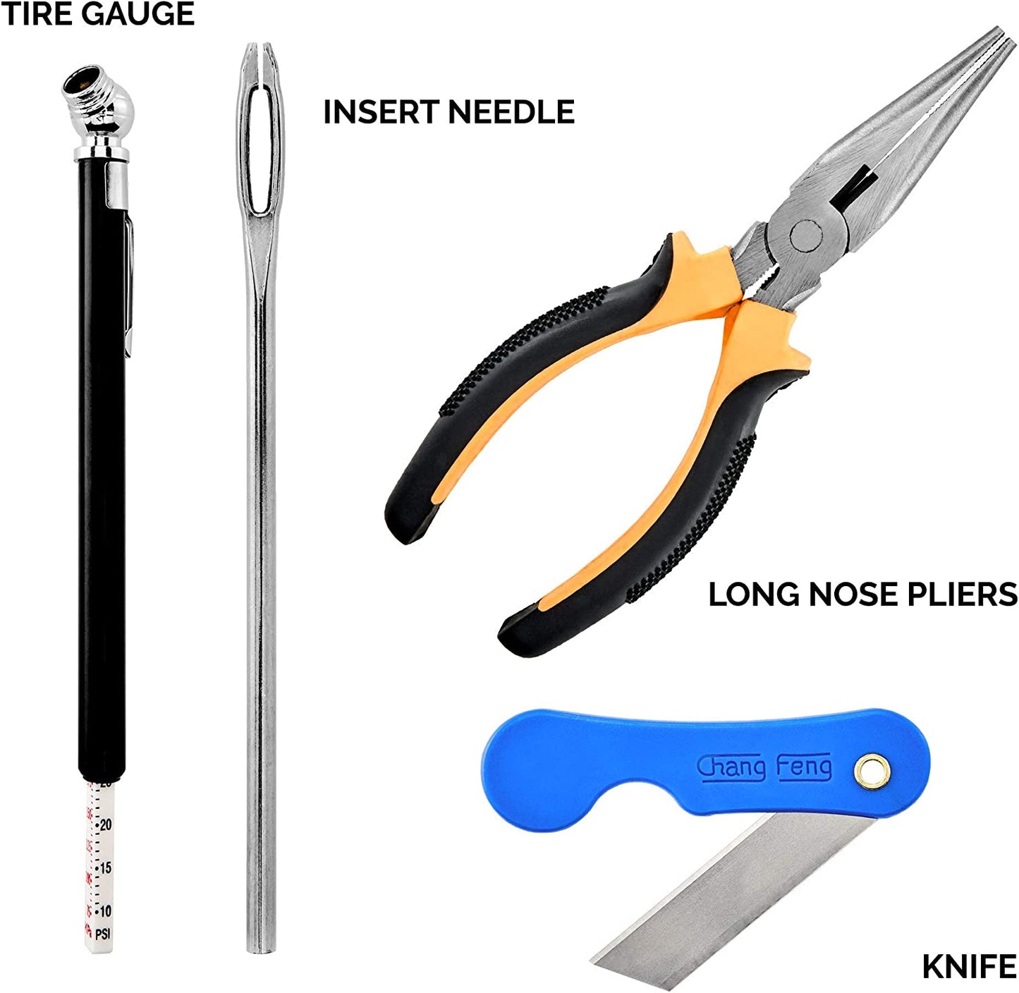 TOOLUXE 50003L Universal Heavy Duty Tire Repair Kit | 57 Piece Value Pack | Fix Punctures and Plug Flats | Ideal for Cars, Trucks, Motorcycle, ATV, Jeeps, Off Road Vehicles, RV, Tractors