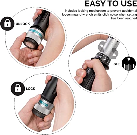 NEIKO PRO 03710B 3/4-Inch-Drive Adjustable SAE Torque Wrench with Torque Click Settings of 100–700 Foot-Pound, Made with CrV Steel, 48-Inch Length