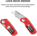 NEIKO 00678A 4-in-1 Folding Utility Knife | Box Cutter & Wire Stripper Tool | Hex Bit Holder | Utility Blade & Bit Storage Compartments | Blade Quick Release | Safety Lock | Belt Clip