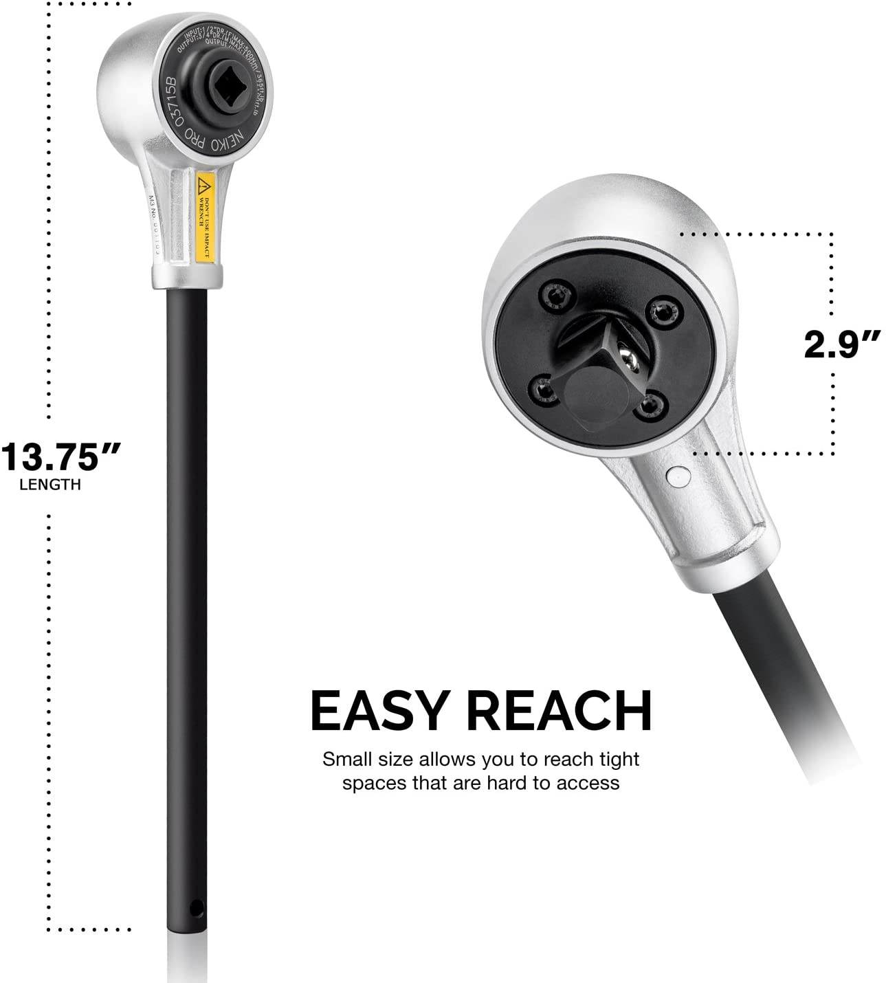 1/2" Drive Torque Multiplier Wrench — 1,100 Ft-Lb Output, Cr-Mo/Cr-V