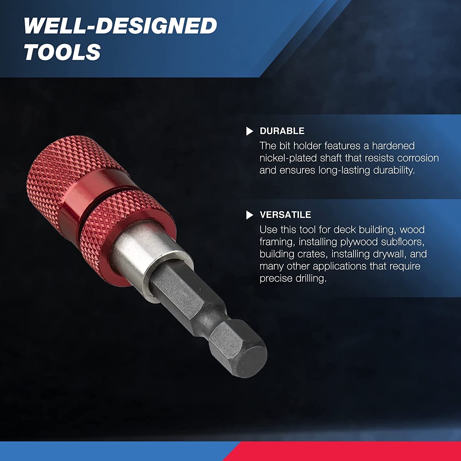 Adjustable Depth Screwdriver Bit Holder, Magnetic Quick Change 1/4 Bit Holder