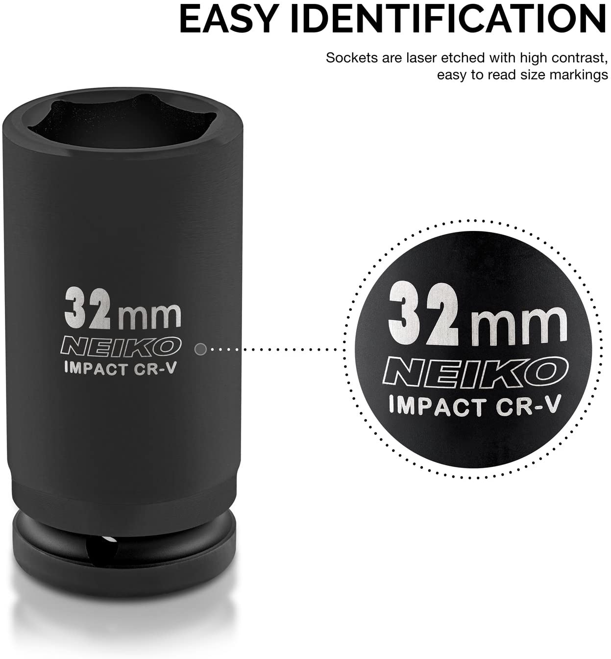 3/4" Drive Deep Impact Socket Set Jumbo Assortment, Metric Sizes (26 to 38 mm) (8-Piece)