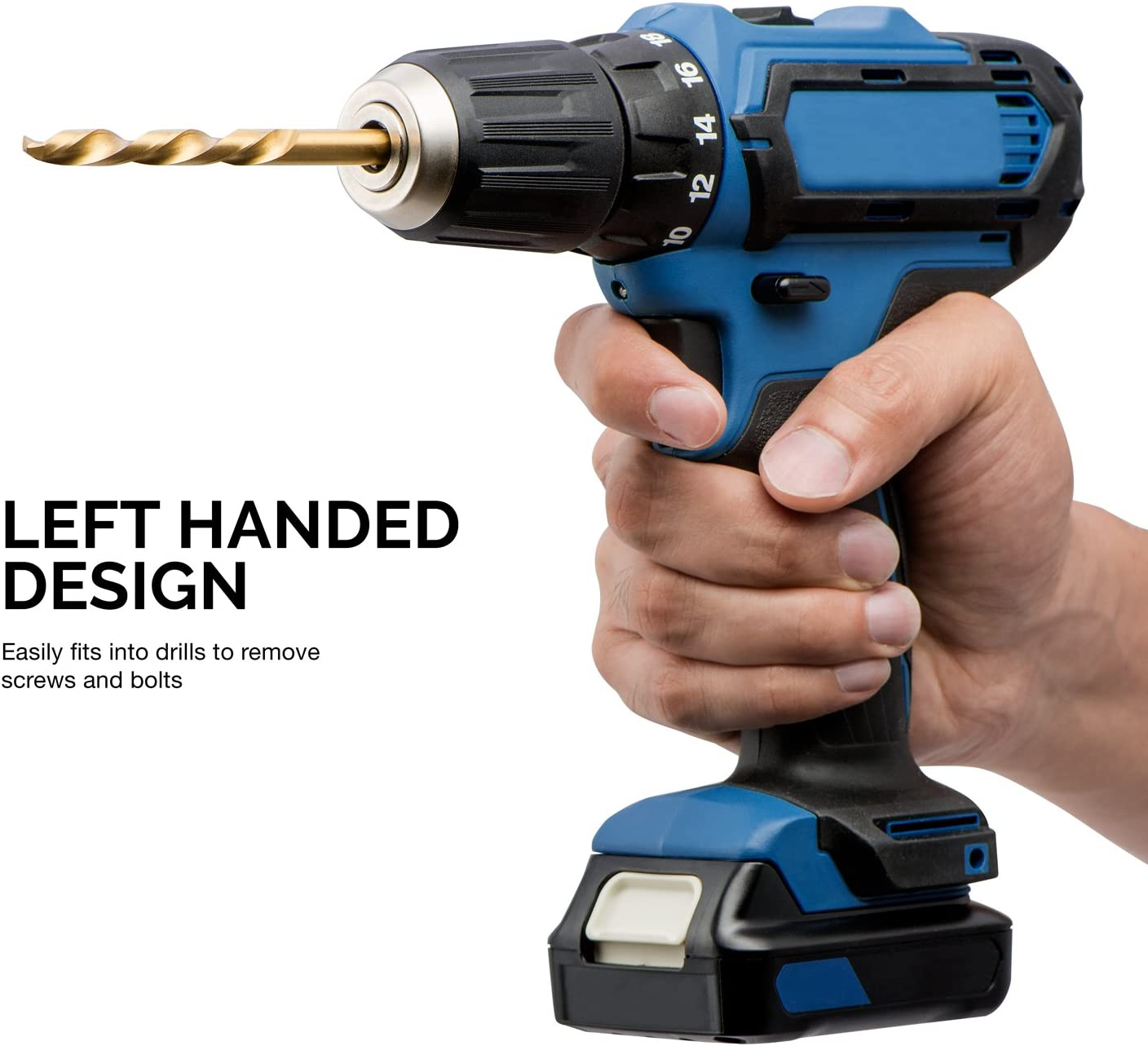 Left-Hand Drill-Bit Set, High-Speed Steel Drills with Titanium Nitride Coating (15-Piece)