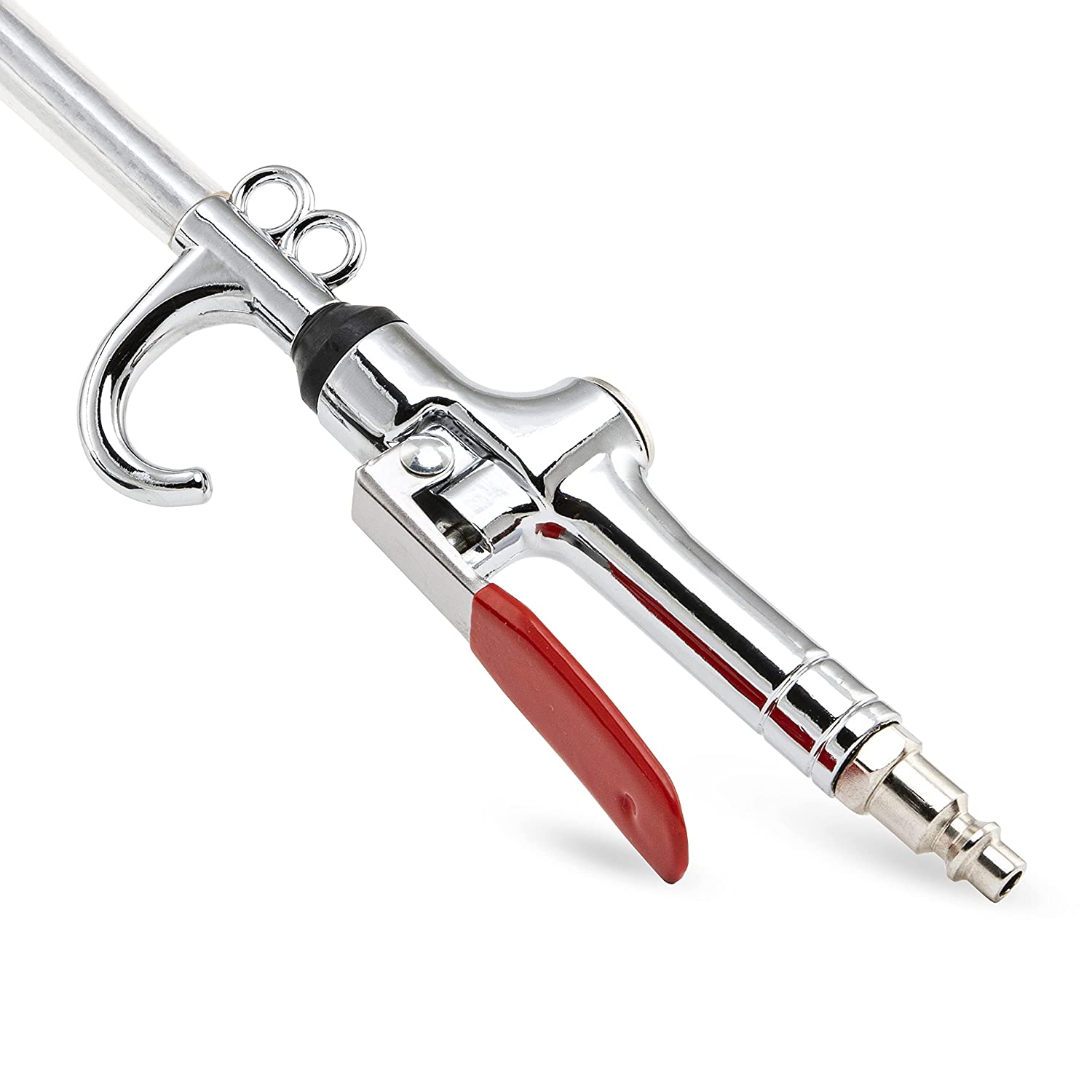High-Flow Extensible Air Blow Gun — 17"–26", 360° Swivel Hook