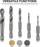 NEIKO 11402A Stubby Drill Bit Set for Metal | 5 Piece | 1/4" Quick Change Hex Shank | M2 High Speed Steel | for Quick Change Chucks and Drives | Drill Bit Holder Included