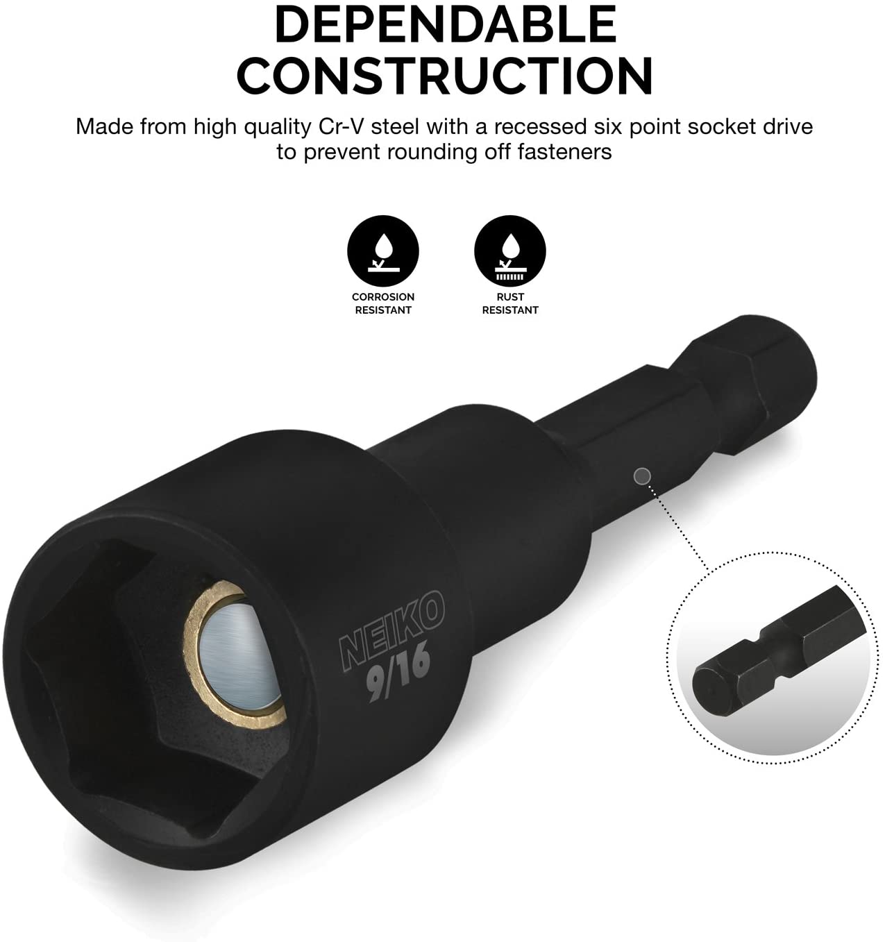 Magnetic Nut Driver Set Impact Nut Driver Set, SAE, 1/4” to 9/16” (6-Piece)