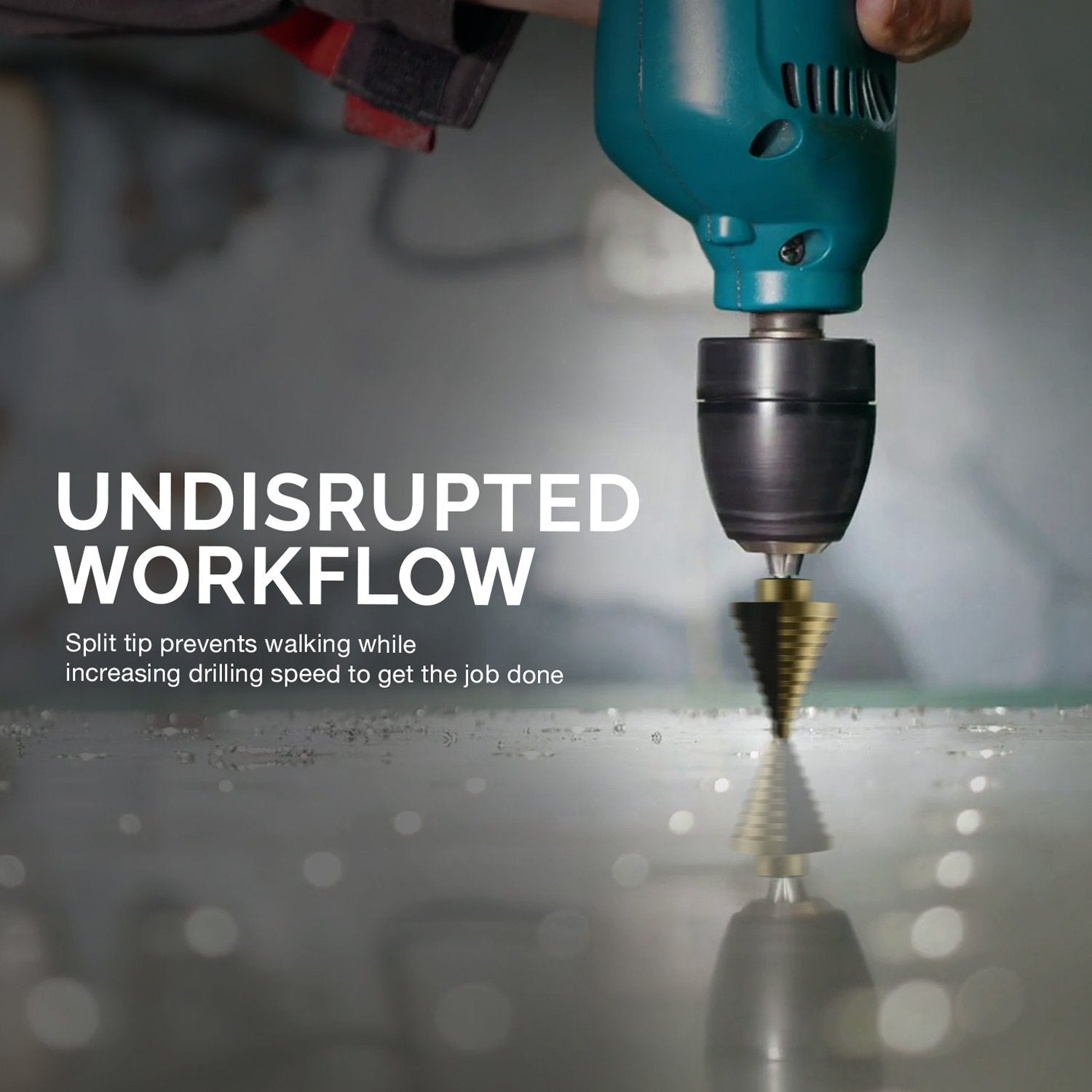 Step Drill Bit Set & Automatic Center Punch, 5 Piece, 41 SAE Sizes Total, 1/8” – 1-3/8”