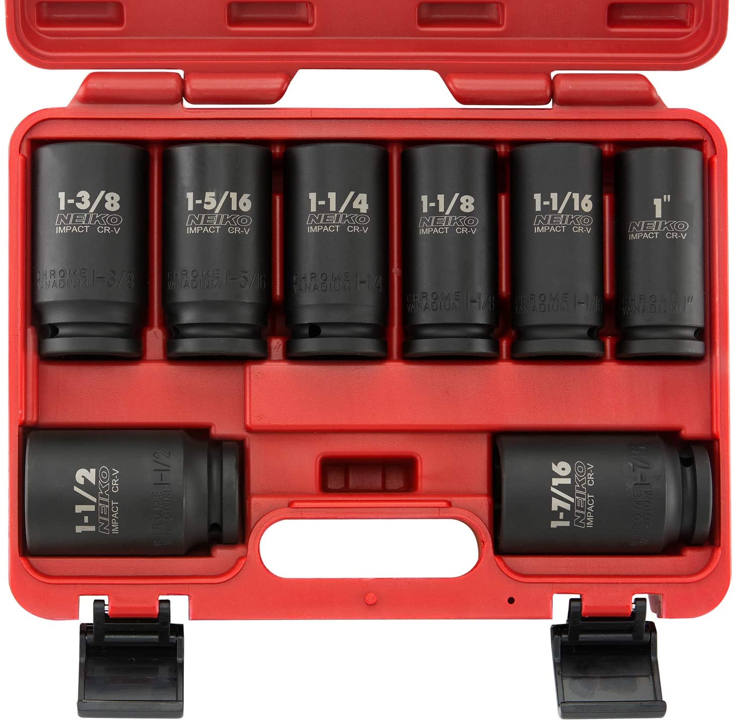 3/4 Inch Drive Impact Socket Set, SAE 1” to 1-1/2”, 8 PC, Deep/Jumbo Sockets, Chrome Vanadium Cr-V