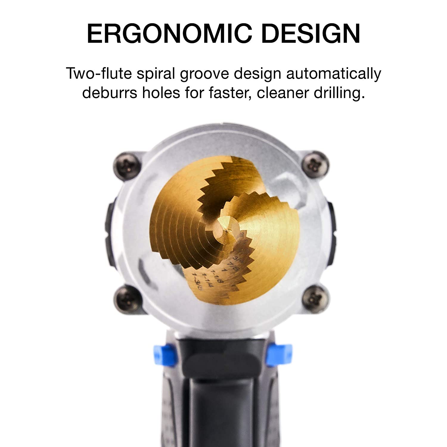 Step Drill Bit Set for Metal & Wood SAE, Spiral Grooved for Faster Drilling (5-Piece)