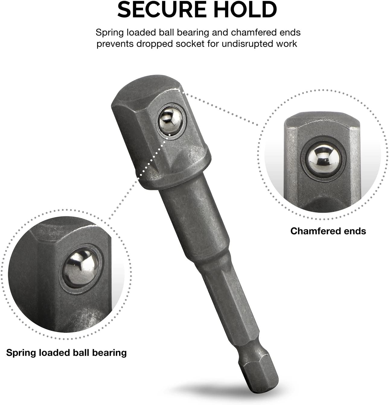 Socket Adapter Extension Drill-Bit Set, Includes 1/4-, 3/8-, & 1/2" Drives (9-Piece)