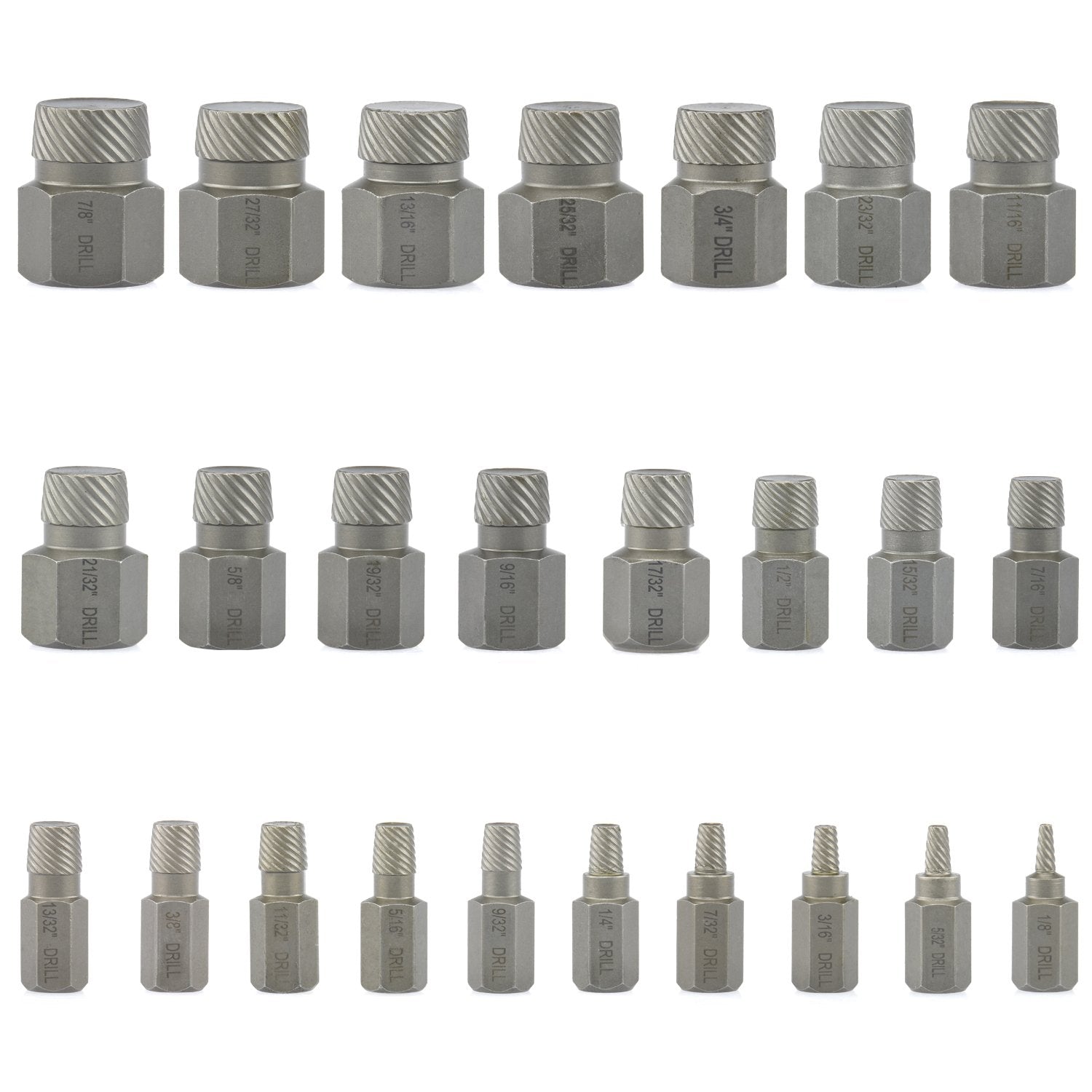 Hex-Head Multispline Screw & Bolt Extractor Set, Easy-Out Screw Extraction (25-Piece)
