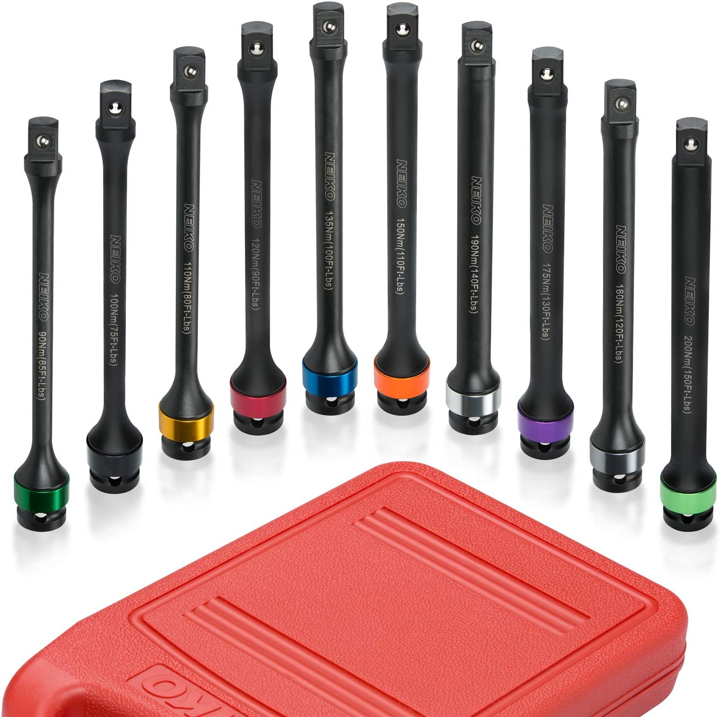 Torque Limiting Extension Bar 1/2" Drive, 8" Length, 65 to 150 Ft-Lbs (90 to 200 Nm) (10-Piece)