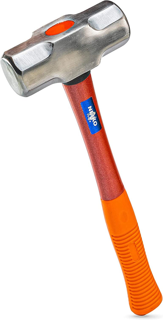 NEIKO 02867A Fiberglass Sledge Hammer 3.3 Pound Heavy-Duty Forged Steel Rubber Grip Handle Mirror Polished Head