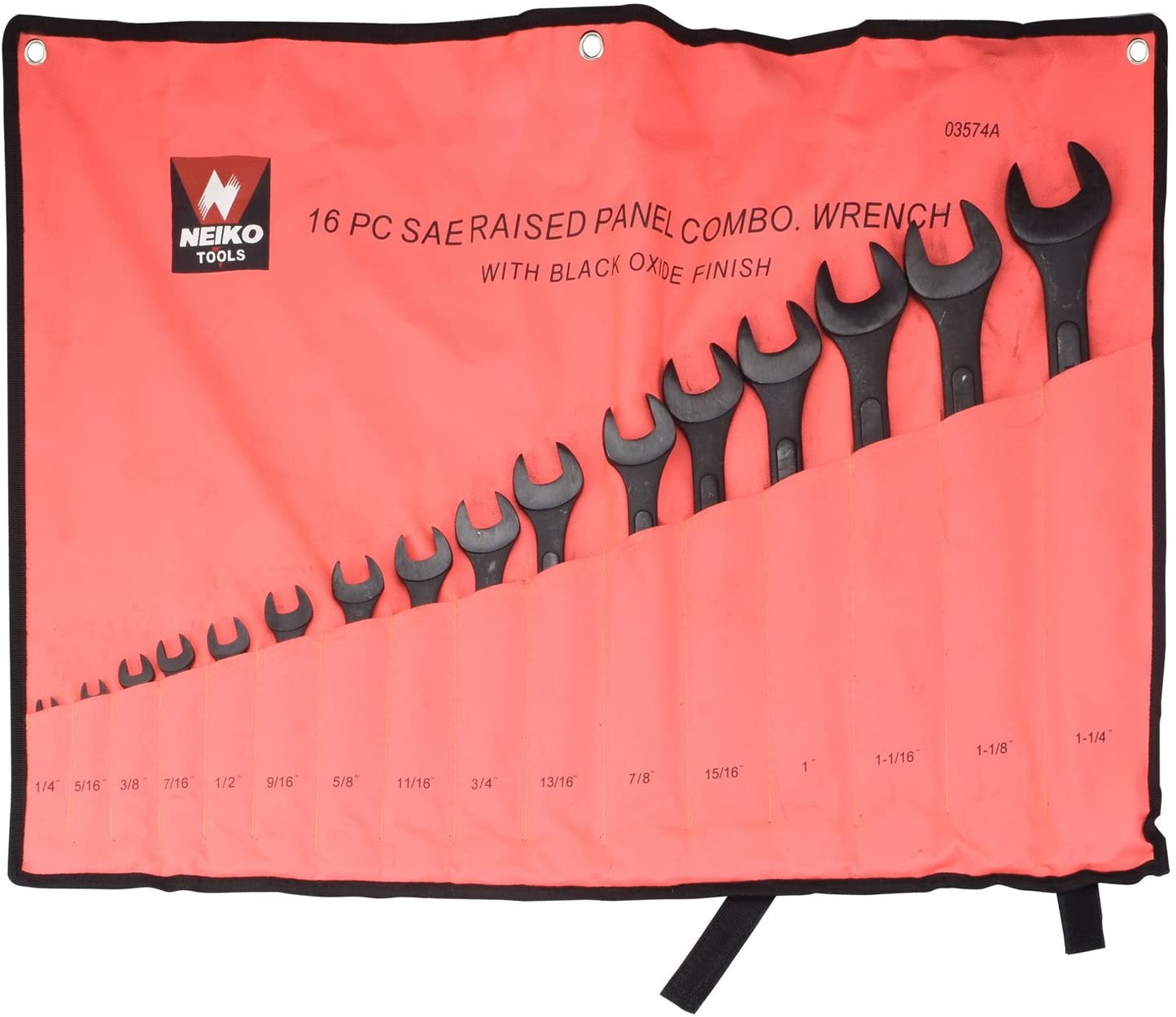 NEIKO 03574A Jumbo Combination Wrench Set | 16 Piece | SAE | 1/4” to 1-1/4” | Raised Panel Construction