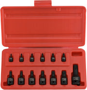 Security Torx Impact Socket Set — Cr-Mo Steel, Tamperproof, 1/4", 3/8" & 1/2" Drive (13-Piece)