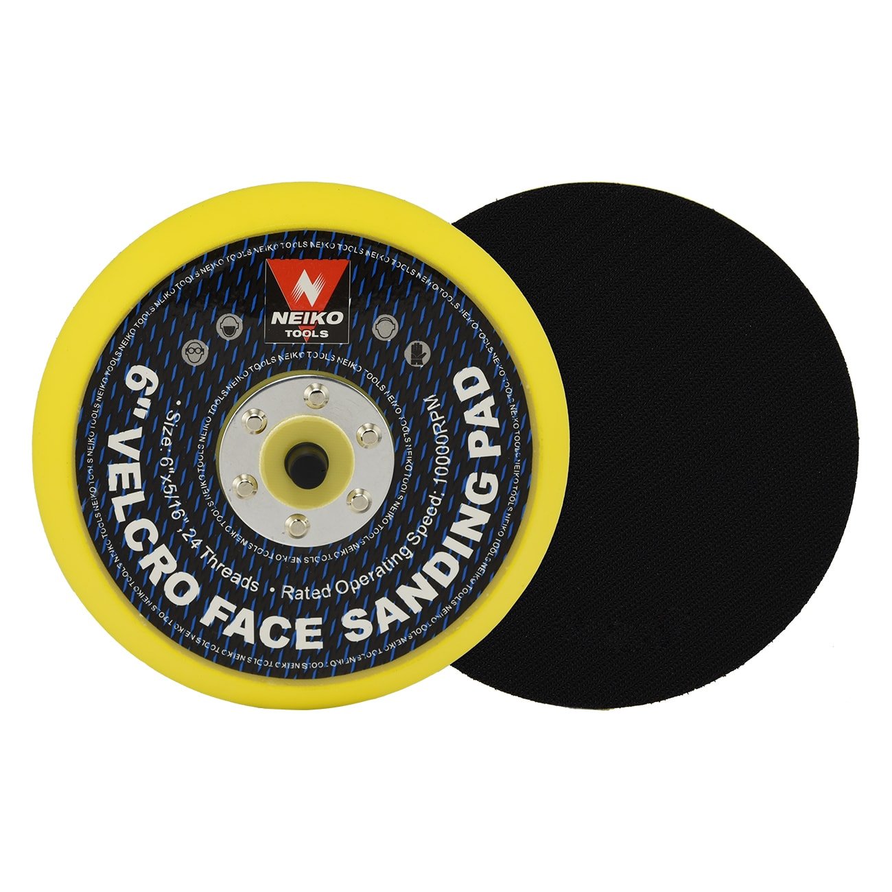 - 6 inch Sanding Discs Hook & Loop, 5/16” Arbor with 24 Thread Mounts, 10,000 RPM