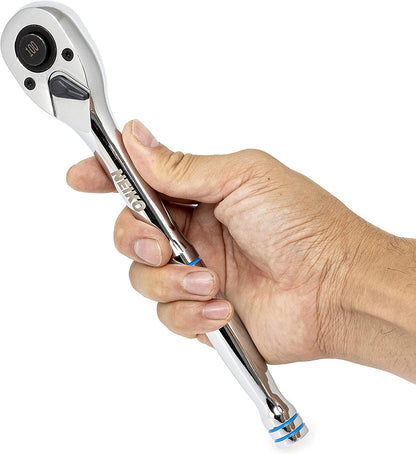 Neiko 03000A 100-Tooth Quick-Release Ratchet-Wrench Set, 1/4-Inch-, 3/8-Inch-, and 1/2-Inch-Drive Ratchets, 3.6-Degree Swing, CrMo Steel, 3-Piece Set