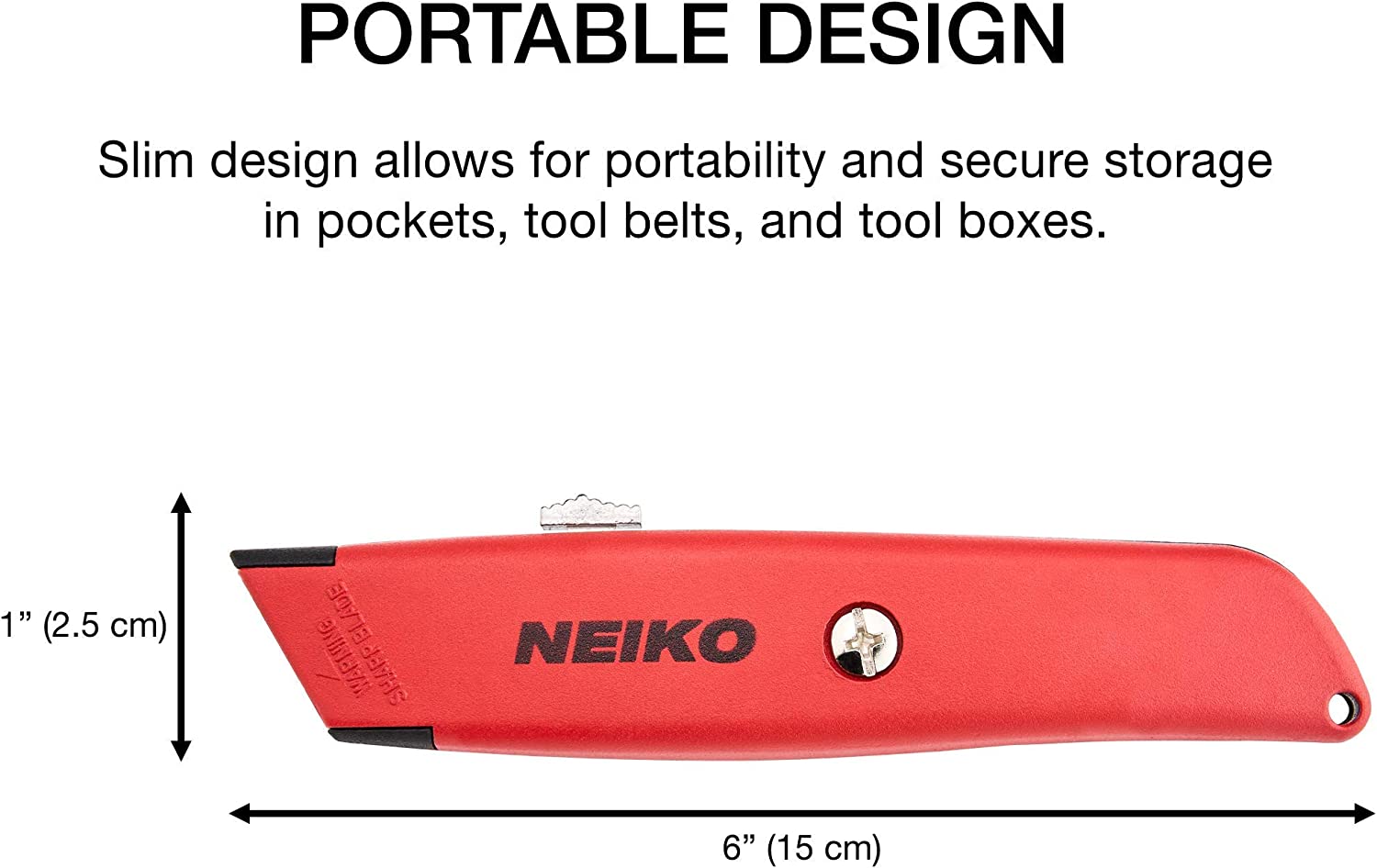 NEIKO 00679A Safety Box Cutter, Retractable Utility Knife, 2 Pack, 3 Extra Razor Blade Refills with Every Cardboard Box Knife, Razor Knife, Carpet Cutter, Self Lock Box Opener, Hobby Knife
